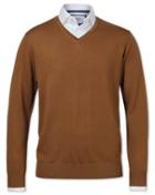  Tan Merino Wool V-neck Sweater Size Xl By Charles Tyrwhitt