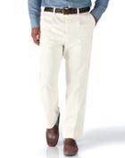  Chalk White Classic Fit Single Pleat Washed Cotton Chino Pants Size W32 L32 By Charles Tyrwhitt