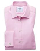 Charles Tyrwhitt Extra Slim Fit Egyptian Cotton Trellis Weave Pink Dress Shirt Single Cuff Size 14.5/32 By Charles Tyrwhitt