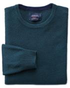Charles Tyrwhitt Teal Merino Cotton Crew Neck Wool Sweater Size Medium By Charles Tyrwhitt