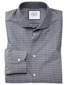  Slim Fit Business Casual Navy Geometric Cotton Dress Shirt Single Cuff Size 14.5/33 By Charles Tyrwhitt