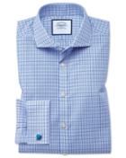 Charles Tyrwhitt Extra Slim Fit Non-iron Poplin Blue And Sky Blue Cotton Dress Shirt Single Cuff Size 14.5/32 By Charles Tyrwhitt