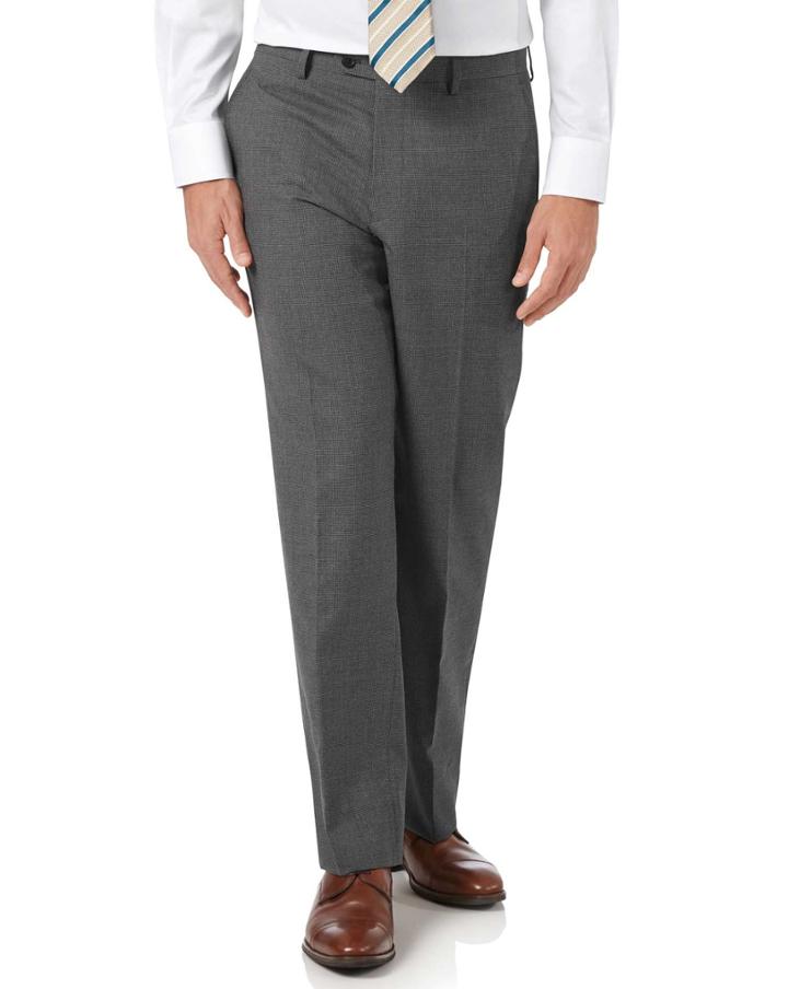 Charles Tyrwhitt Charcoal Classic Fit Panama Puppytooth Business Suit Wool Pants Size W32 L34 By Charles Tyrwhitt