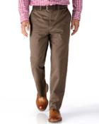 Charles Tyrwhitt Charles Tyrwhitt Light Brown Classic Fit Flat Front Chinos