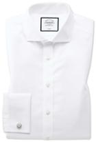  Extra Slim Fit Spread Collar Non-iron Twill White Cotton Dress Shirt French Cuff Size 14.5/32 By Charles Tyrwhitt