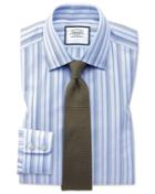  Classic Fit Sky Blue Multi Stripe Egyptian Cotton Dress Shirt French Cuff Size 15.5/32 By Charles Tyrwhitt