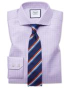  Extra Slim Fit Textured Check Lilac Cotton Dress Shirt French Cuff Size 14.5/32 By Charles Tyrwhitt