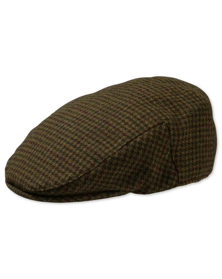 Charles Tyrwhitt Charles Tyrwhitt Olive Check Flat Cap Wool Hat Size Large