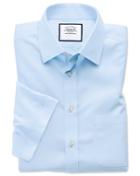 Charles Tyrwhitt Slim Fit Non-iron Poplin Short Sleeve Sky Cotton Dress Shirt Size 15.5/short By Charles Tyrwhitt