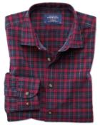 Charles Tyrwhitt Slim Fit Heather Tartan Burgundy And Navy Blue Check Cotton Casual Shirt Single Cuff Size Large By Charles Tyrwhitt