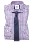  Extra Slim Fit Non-iron Blue And Red Check Cotton Dress Shirt French Cuff Size 14.5/32 By Charles Tyrwhitt