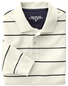 Charles Tyrwhitt Charles Tyrwhitt Classic Fit White And Navy Striped Pique Long Sleeve Polo Shirt