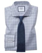  Extra Slim Fit Textured Check Grey Cotton Dress Shirt French Cuff Size 14.5/32 By Charles Tyrwhitt