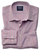  Classic Fit Blue And Red Stripe Soft Washed Cotton Casual Shirt Single Cuff Size Xl By Charles Tyrwhitt