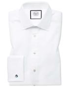  Classic Fit White Fine Herringbone Cotton Dress Shirt Single Cuff Size 16/38 By Charles Tyrwhitt