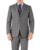 Charles Tyrwhitt Silver Prince Of Wales Slim Fit Flannel Business Suit Wool Jacket Size 36 By Charles Tyrwhitt