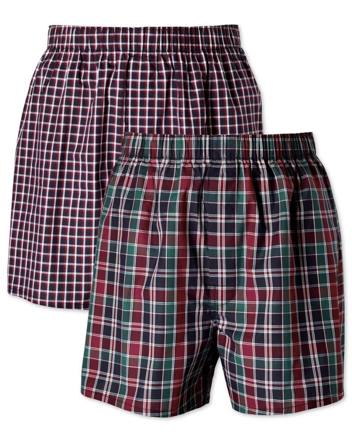 Charles Tyrwhitt Charles Tyrwhitt Navy Check 2 Pack Boxer Shorts Size Small