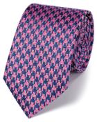 Charles Tyrwhitt Royal And Pink Silk Houndstooth Classic Tie By Charles Tyrwhitt