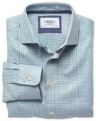 Charles Tyrwhitt Classic Fit Semi-spread Collar Business Casual Double-faced Navy And Green Egyptian Cotton Dress Casual Shirt Single Cuff Size 15/33 By Charles Tyrwhitt