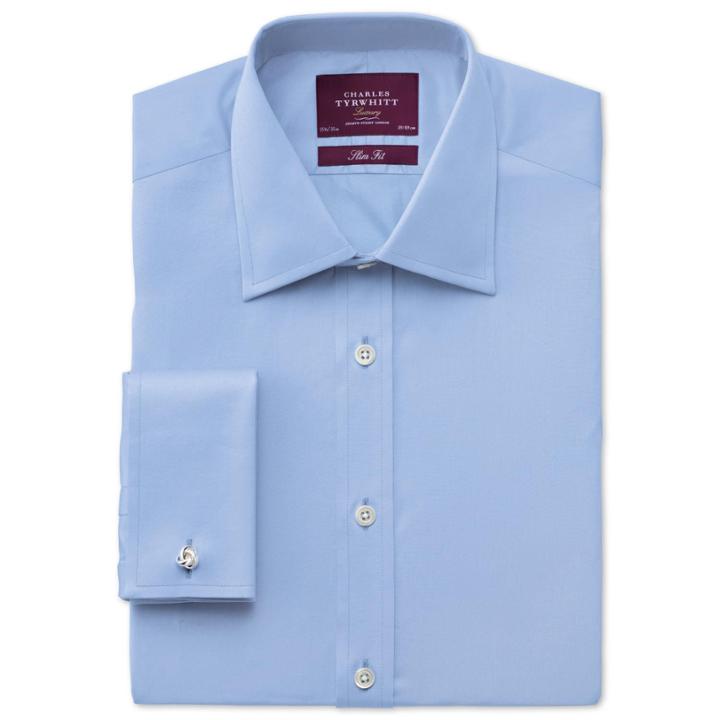 Charles Tyrwhitt Charles Tyrwhitt Sky Twill Luxury Semi-spread Slim Fit Shirt (14.5 - 33)