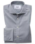 Charles Tyrwhitt Slim Fit Spread Collar Non-iron Puppytooth Dark Grey Cotton Dress Shirt French Cuff Size 14.5/33 By Charles Tyrwhitt