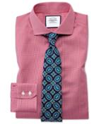 Charles Tyrwhitt Slim Fit Spread Collar Non-iron Puppytooth Bright Pink Cotton Dress Shirt Single Cuff Size 14.5/33 By Charles Tyrwhitt