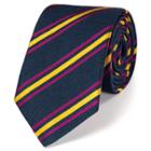 Charles Tyrwhitt Charles Tyrwhitt Luxury Navy And Gold Pop Colored Wool Stripe Tie