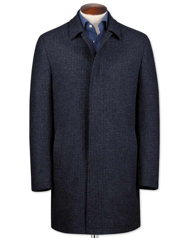 Charles Tyrwhitt Charles Tyrwhitt Blue Puppytooth Wool Car Wool Coat Size 36