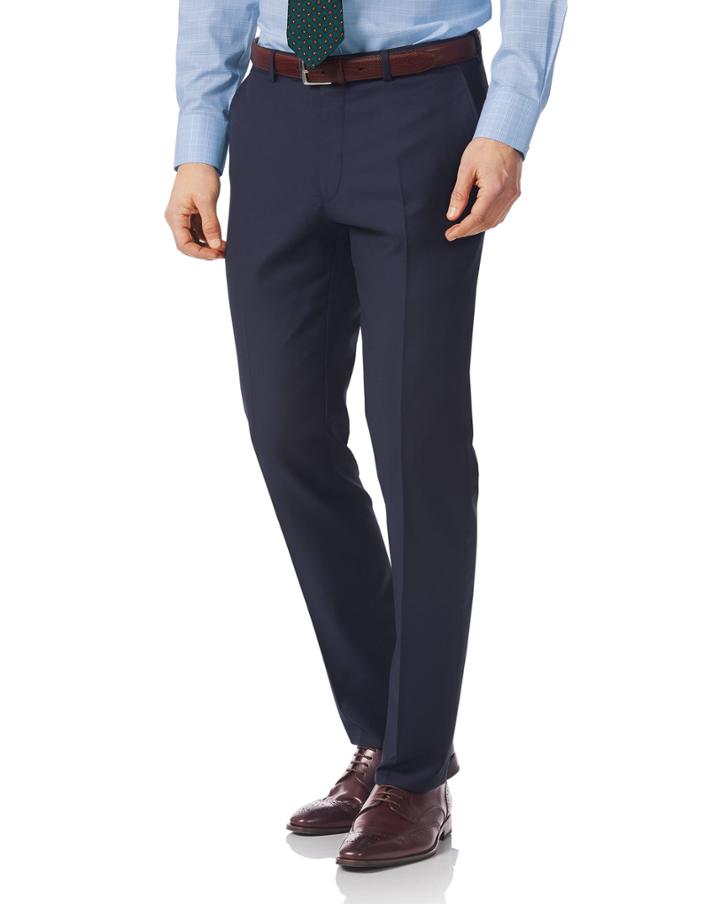  Navy Slim Fit Twill Italian Luxury Suit Trousers Size W30 L38 By Charles Tyrwhitt