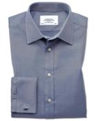 Charles Tyrwhitt Slim Fit Egyptian Cotton Cavalry Twill Navy Blue Dress Casual Shirt French Cuff Size 14.5/33 By Charles Tyrwhitt
