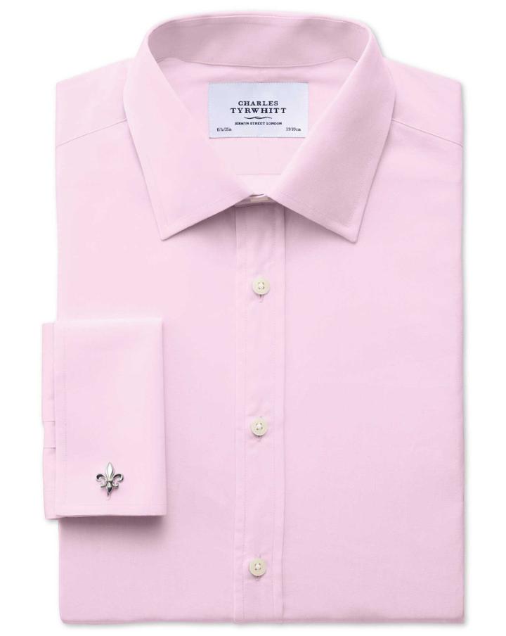 Charles Tyrwhitt Extra Slim Fit End-on-end Pink Cotton Dress Shirt French Cuff Size 14.5/33 By Charles Tyrwhitt
