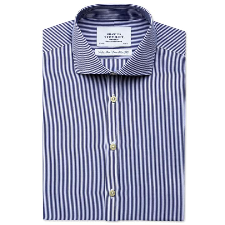 Charles Tyrwhitt Charles Tyrwhitt Navy Bengal Stripe Non-iron Spread Extra Slim Fit Shirt (14.5 - 32)