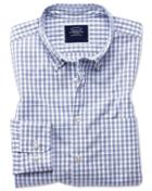  Classic Fit Navy Gingham Soft Washed Non-iron Tyrwhitt Cool Cotton Casual Shirt Single Cuff Size Large By Charles Tyrwhitt