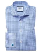 Charles Tyrwhitt Extra Slim Fit Non-iron Poplin Blue And Sky Blue Cotton Dress Shirt French Cuff Size 14.5/32 By Charles Tyrwhitt