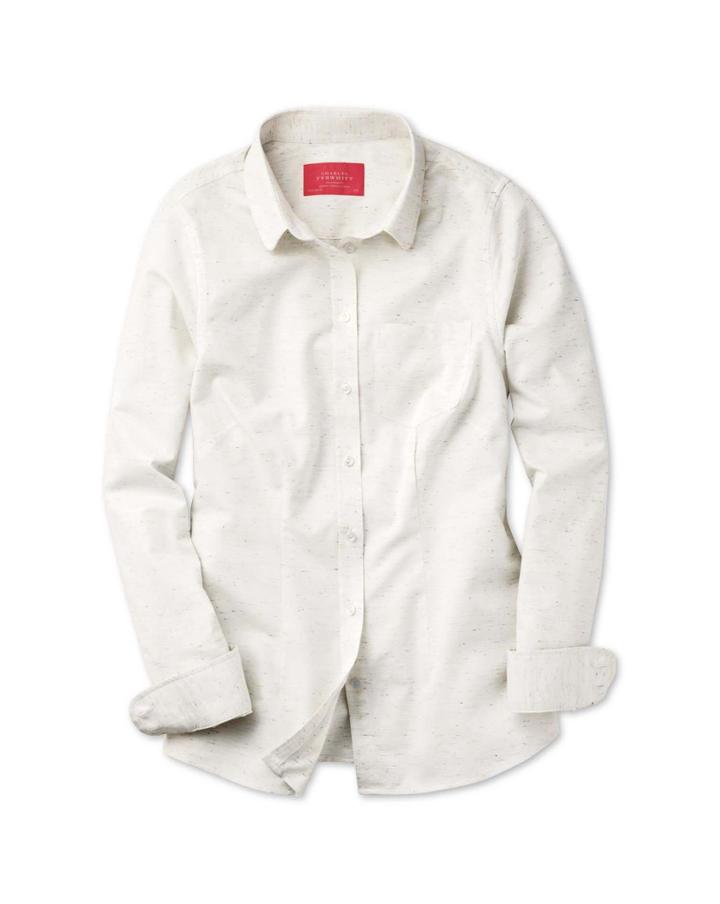Charles Tyrwhitt Charles Tyrwhitt Women's Semi-fitted Fleck Peached Twill Ivory Shirt