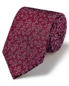  Burgundy And Pink Ditsy Floral Classic Silk Tie By Charles Tyrwhitt
