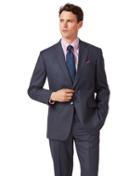  Airforce Blue Classic Fit Flannel Business Suit Wool Jacket Size 40 By Charles Tyrwhitt