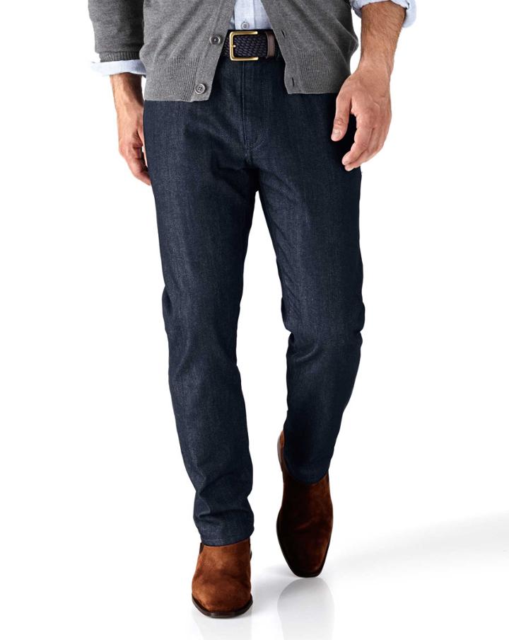  Dark Blue Slim Fit 5 Pocket Denim Jeans Size W30 L30 By Charles Tyrwhitt