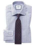  Slim Fit Blue Windowpane Check Cotton Dress Shirt Single Cuff Size 14.5/33 By Charles Tyrwhitt