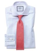 Charles Tyrwhitt Extra Slim Fit Spread Collar Textured Stripe Blue And White Cotton Dress Shirt Single Cuff Size 14.5/32 By Charles Tyrwhitt