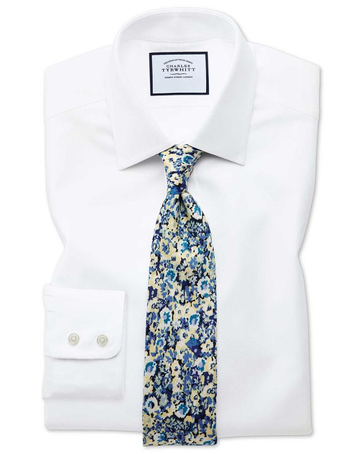  Classic Fit Egyptian Cotton Royal Oxford White Dress Shirt Single Cuff Size 15/33 By Charles Tyrwhitt