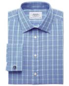 Charles Tyrwhitt Charles Tyrwhitt Slim Fit Prince Of Wales Check Blue And Green Cotton Dress Shirt Size 14.5/32