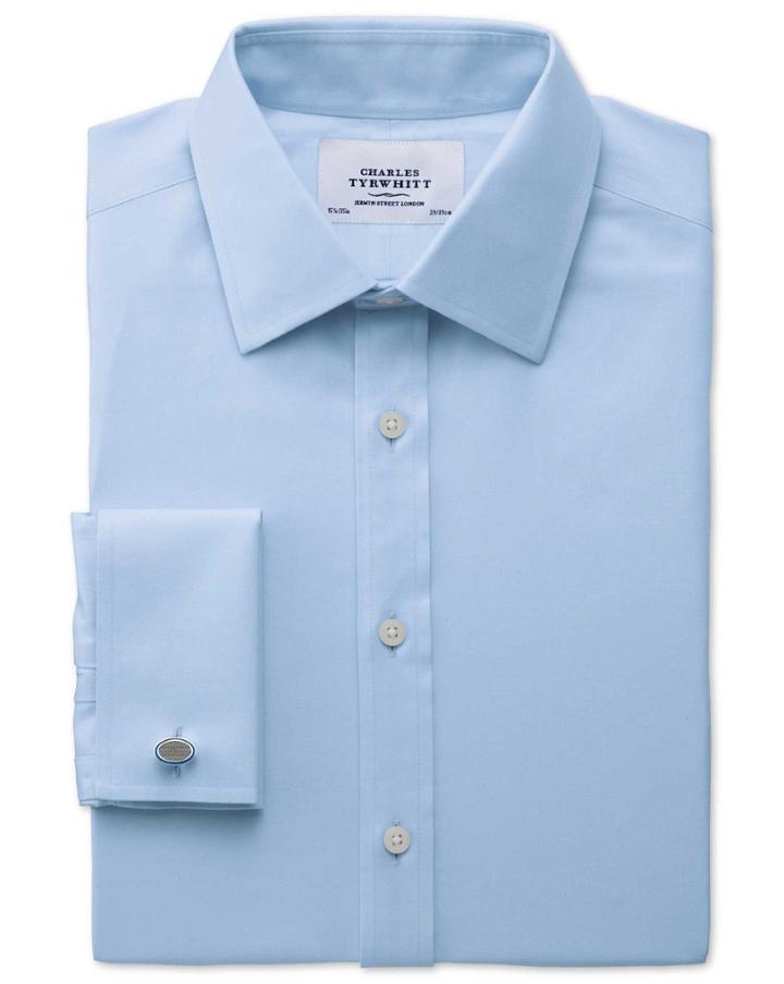 Charles Tyrwhitt Charles Tyrwhitt Slim Fit Non-iron Twill Sky Blue Cotton Dress Shirt Size 14.5/32