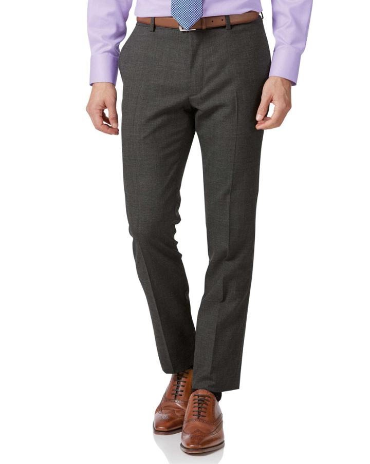  Grey Extra Slim Fit Merino Business Suit Wool Pants Size W30 L32 By Charles Tyrwhitt