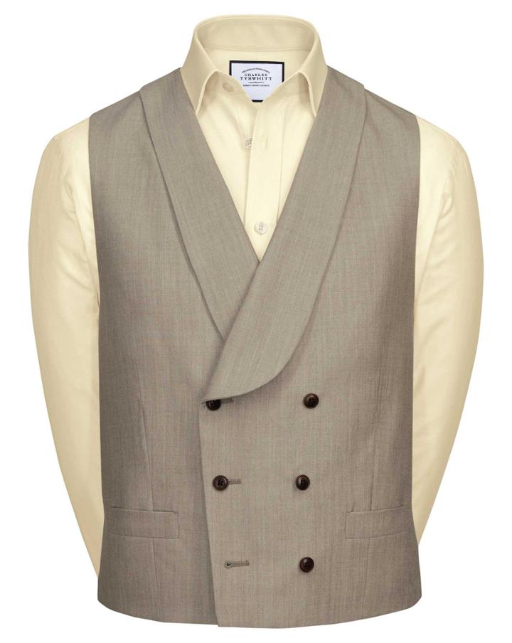  Natural Adjustable Fit British Suit Wool Vests Size W40 By Charles Tyrwhitt