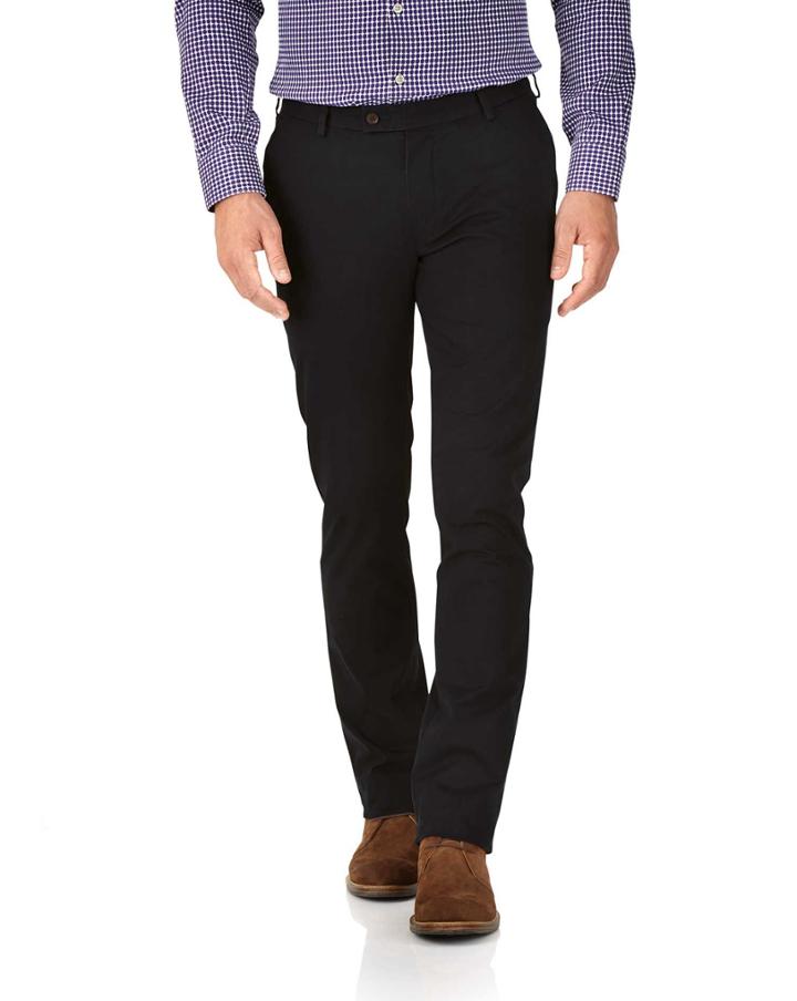 Charles Tyrwhitt Charcoal Extra Slim Fit Stretch Cotton Chino Pants Size W30 L30 By Charles Tyrwhitt