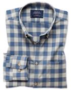 Charles Tyrwhitt Classic Fit Button-down Non-iron Twill Blue And Grey Check Cotton Casual Shirt Single Cuff Size Medium By Charles Tyrwhitt