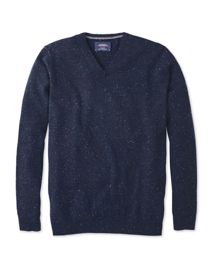 Charles Tyrwhitt Charles Tyrwhitt Navy Donegal V-neck Sweater
