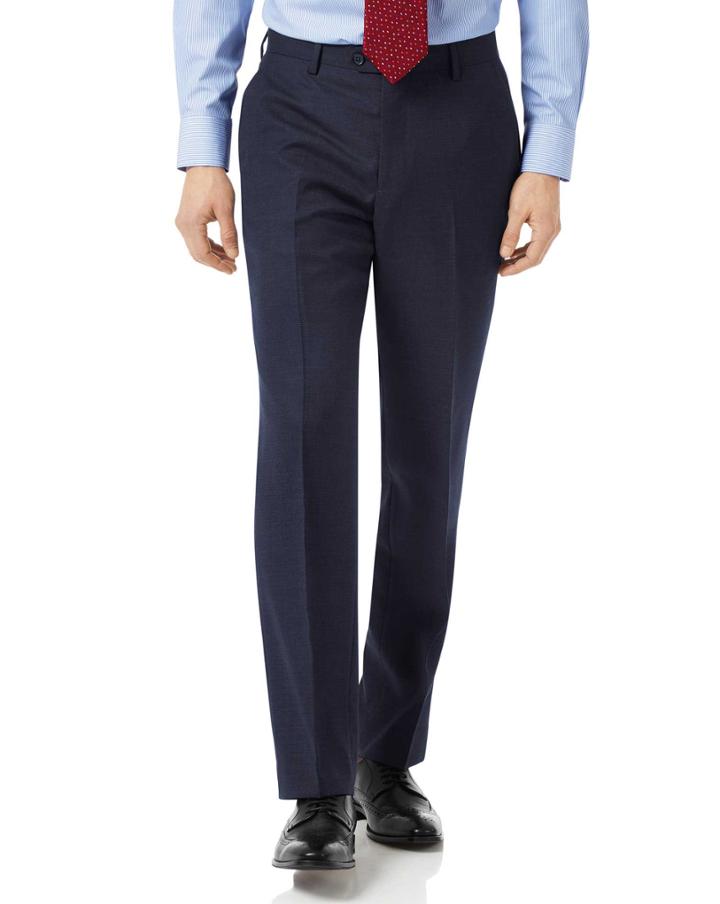  Navy Classic Fit Jaspe Business Suit Wool Pants Size W36 L32 By Charles Tyrwhitt