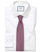  Classic Fit Non-iron Dash Weave White Cotton Dress Shirt Single Cuff Size 15/33 By Charles Tyrwhitt
